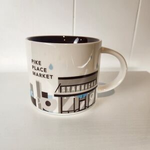 Starbucks Pike Place Market 2012 You Are Here 14oz Coffee Mug Ivory Brown Cup